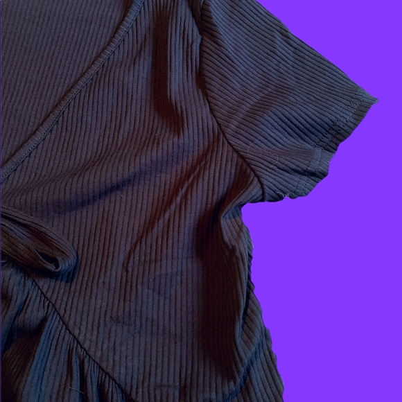 navy blue ribbed flowy top - sz large - Picture 2 of 3